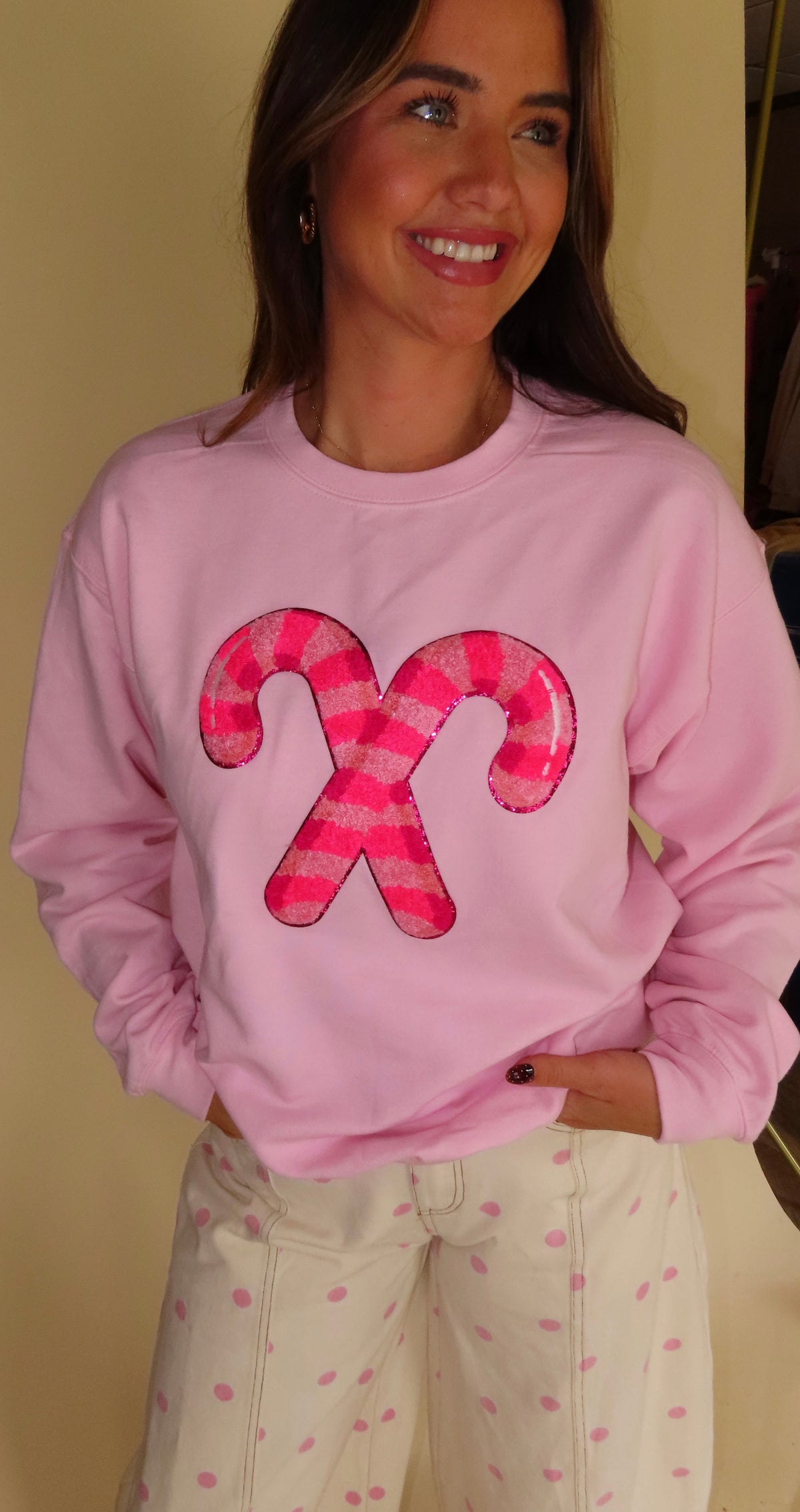 Pink candy cane crew