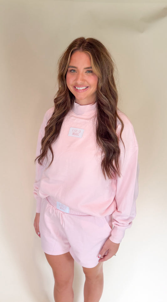 Longsleeve terry cloth mock neck