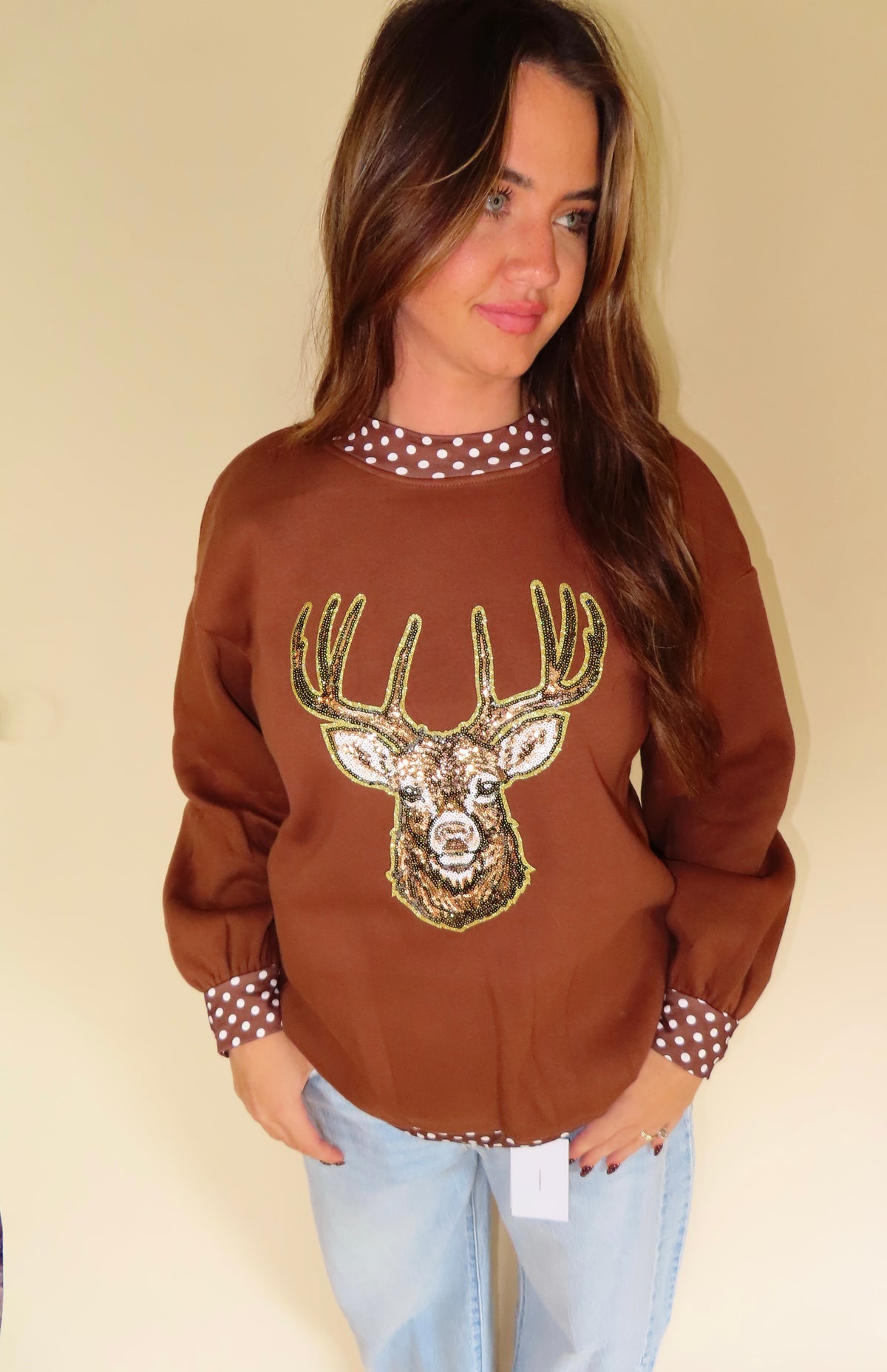Brown mock neck
