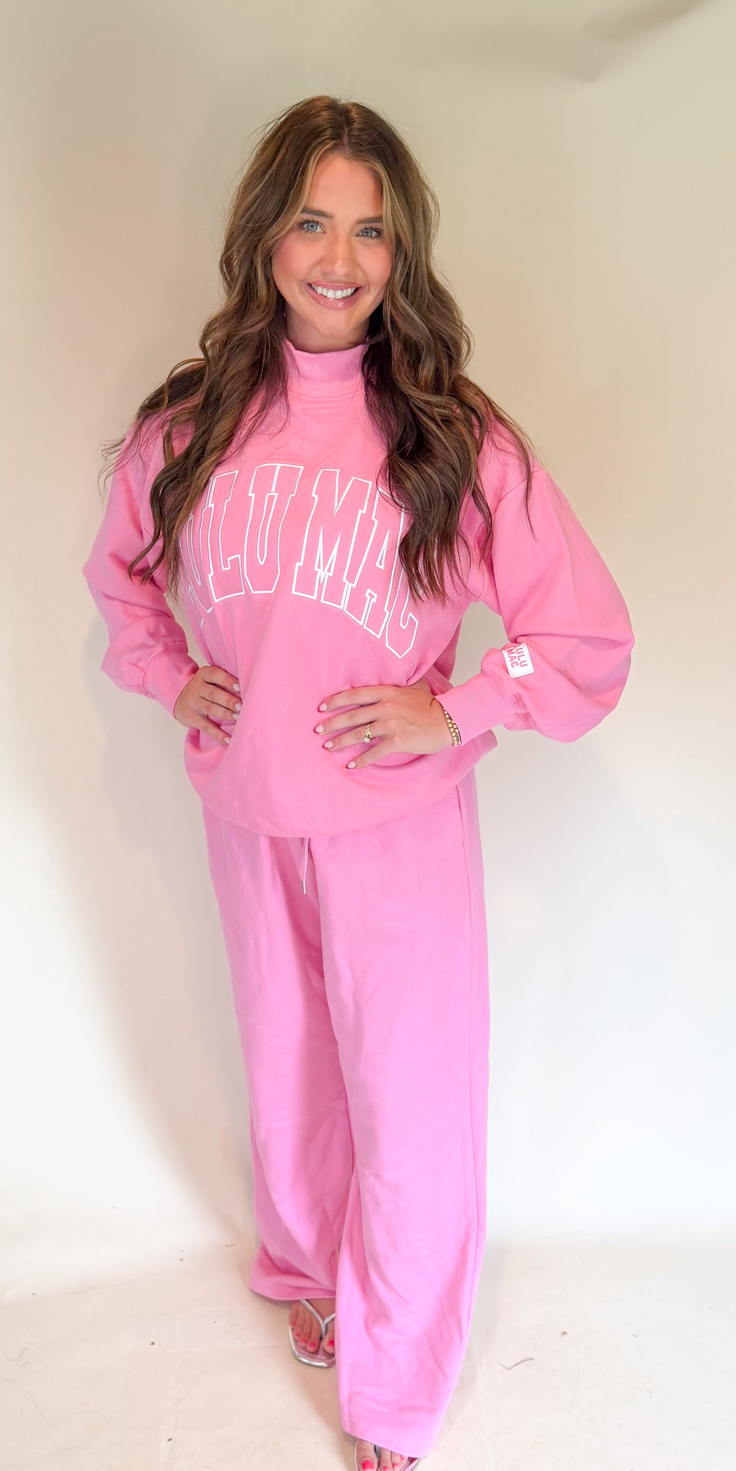 Lulu Mac hot pink mock neck