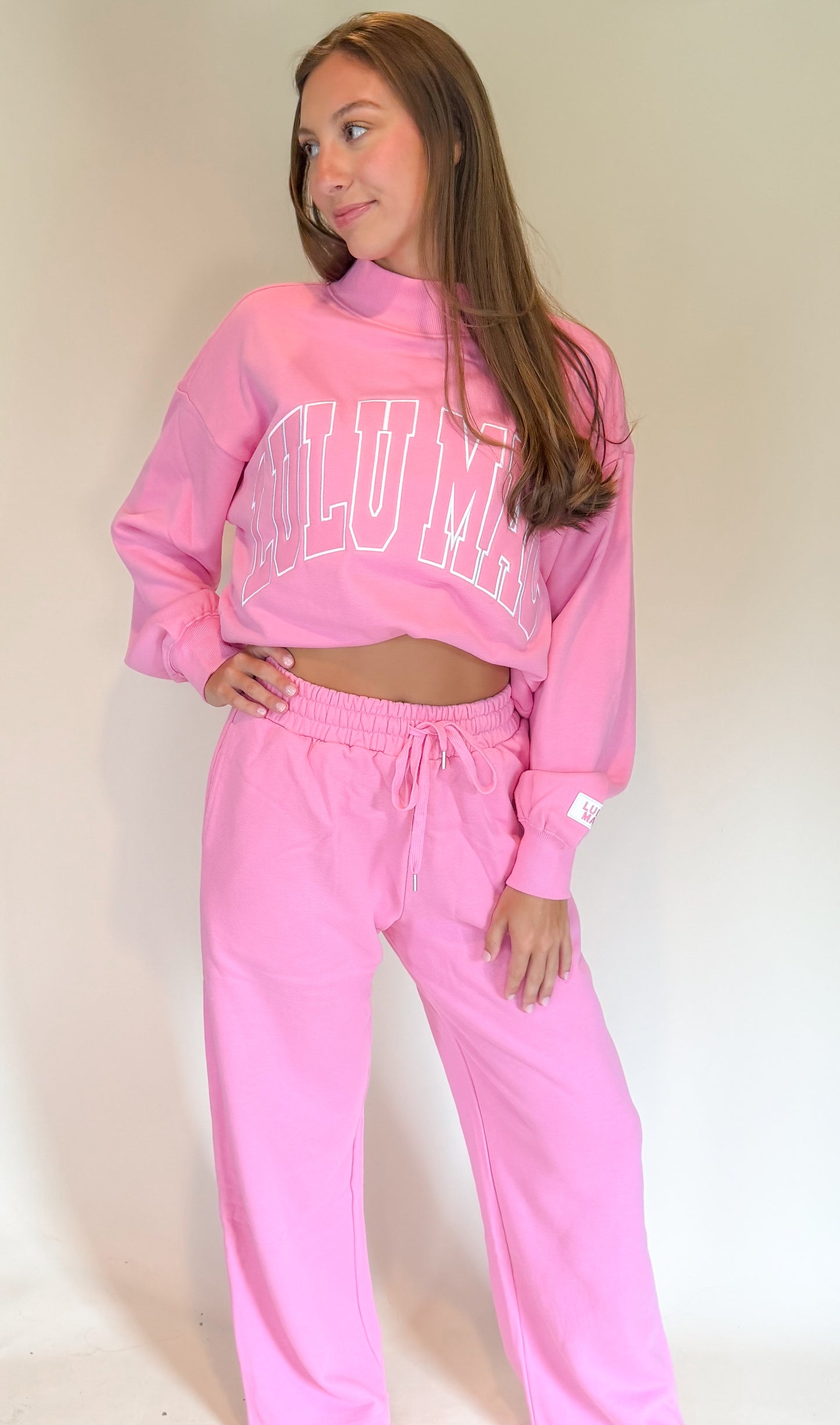 Lulu Mac hot pink mock neck