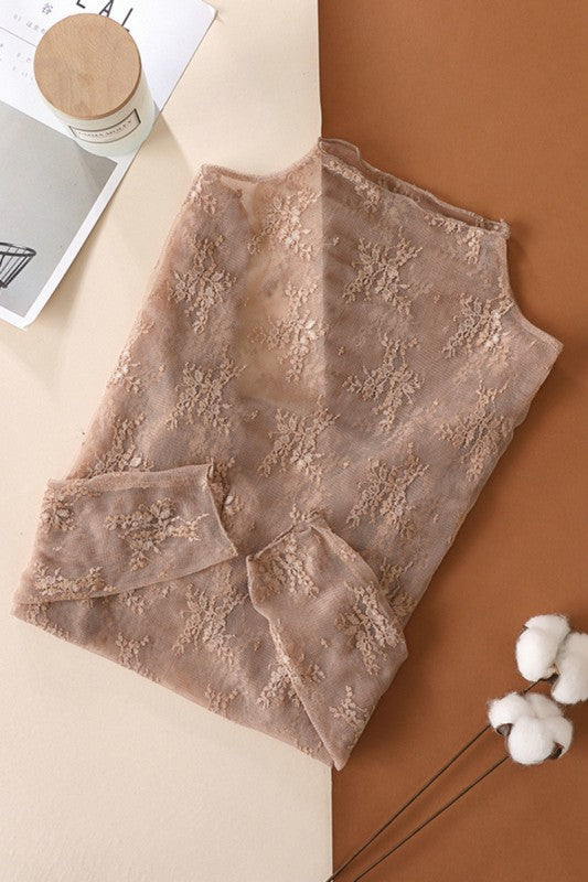 Coffee lace shirt