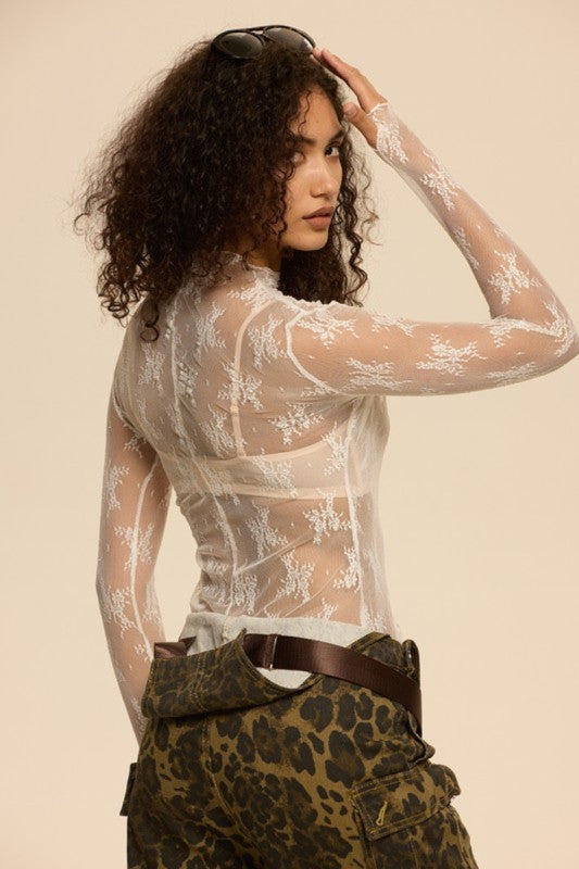 Coffee lace shirt