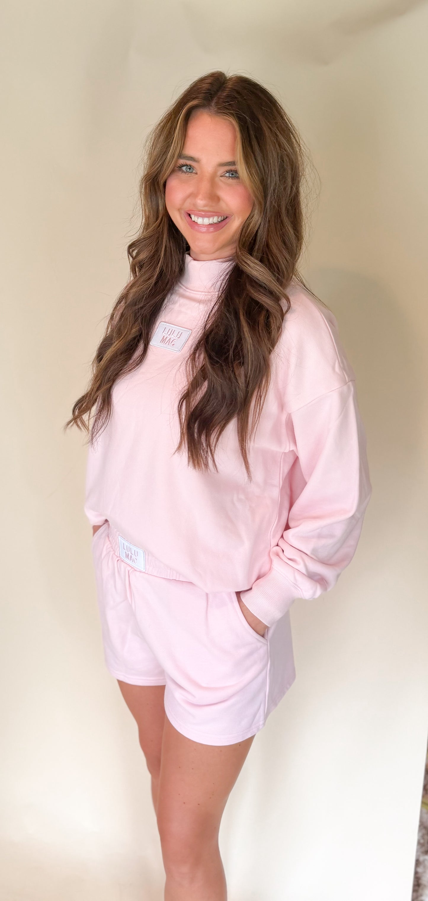 Longsleeve terry cloth mock neck