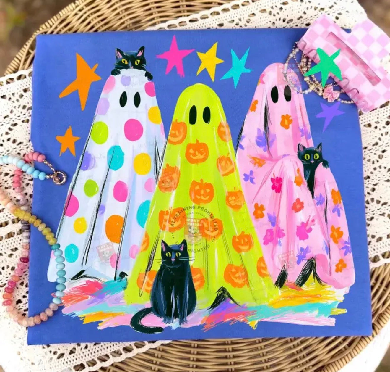 Colorful ghost Halloween tee