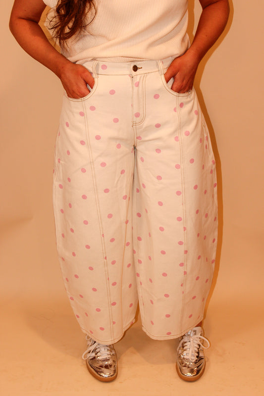 Polka Dot Barrel Jeans
